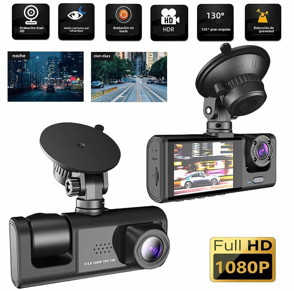 Cámara para Auto Dual Full HD 1080P con Visión Nocturna